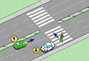 pieszy przechodzi na pasach