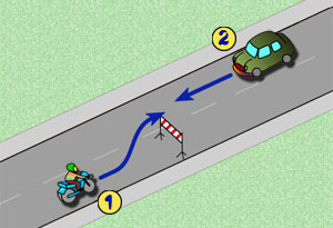 motocyklista ma sw�j pas ruchu zaj�ty