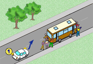 autobus i ludzie obok pojazdu